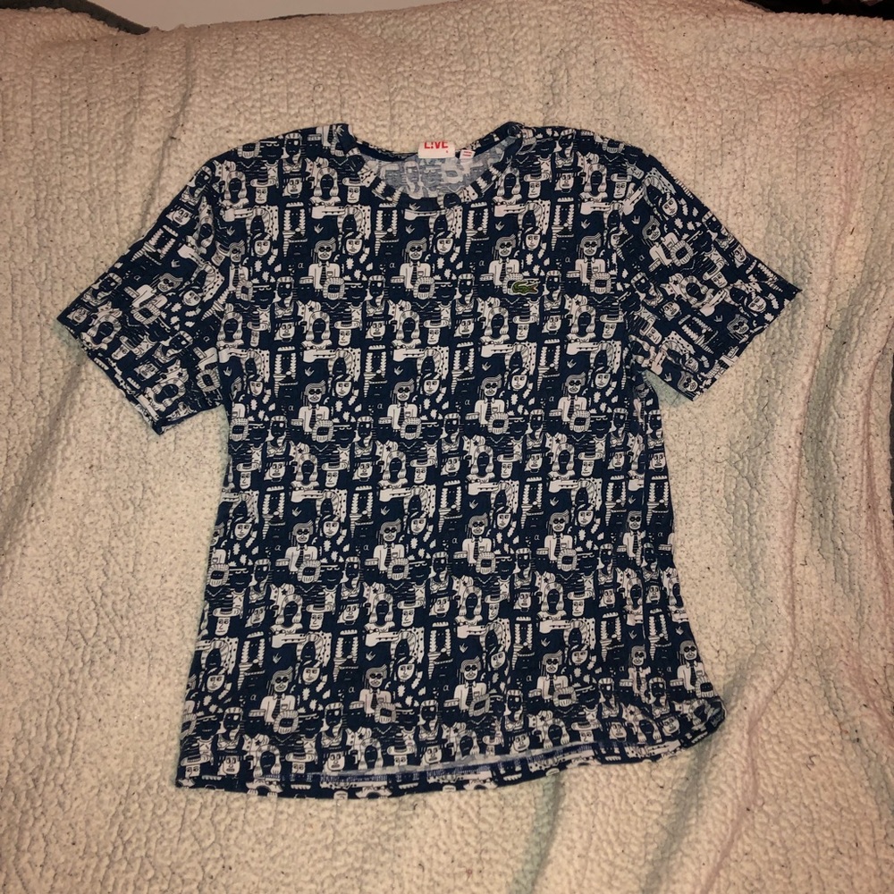 Blue faces Lacoste tee shirt